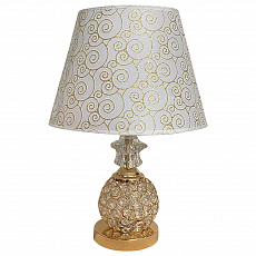 Лампа настольная D831 FGD, h 44 см, Е27, 60Вт, Е27, LED абажур белый с золотом ткань